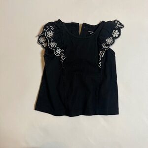 Janie & Jack 12-18M Black Top with white Flowers